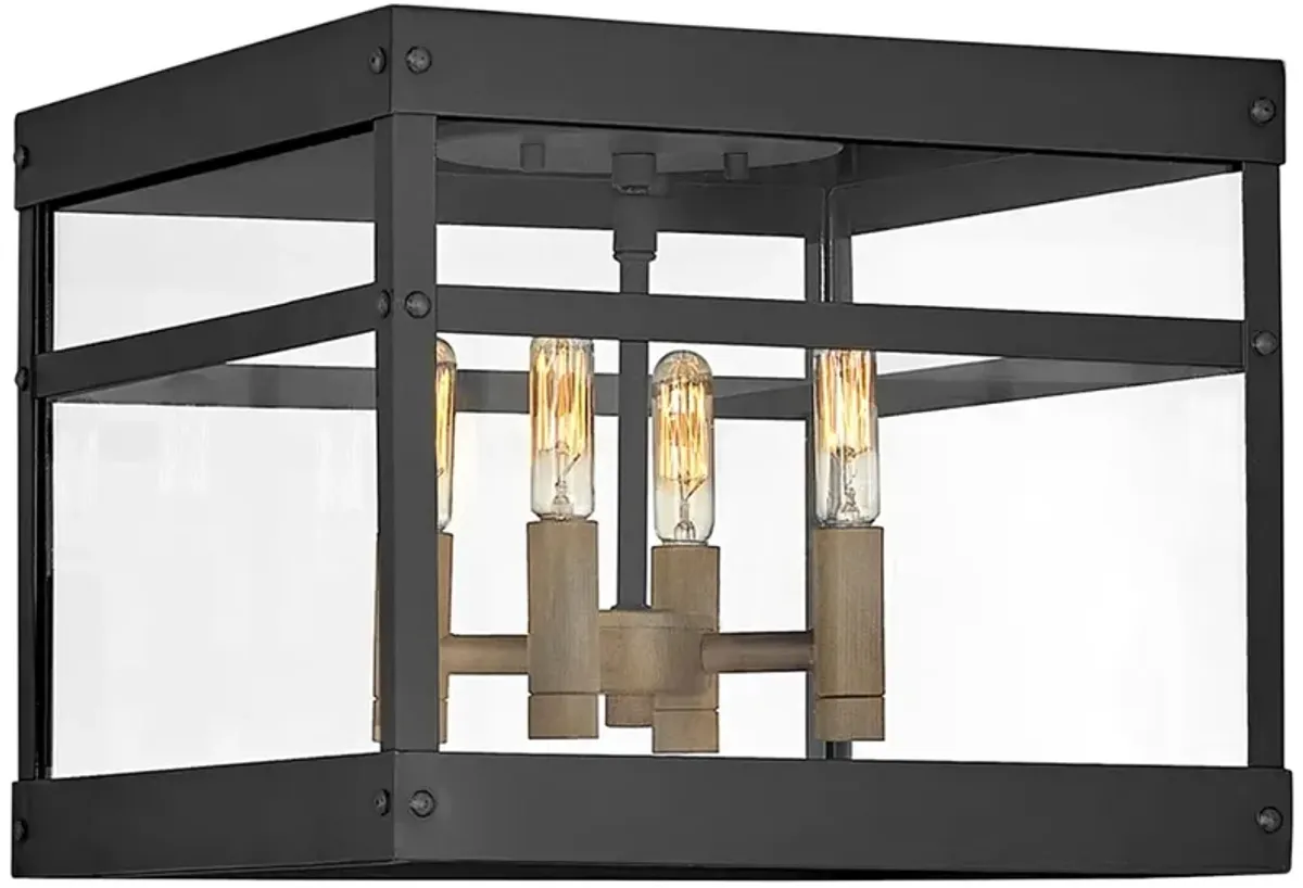 Hinkley Porter 12" Wide Black 4-Light Outdoor Ceiling Light