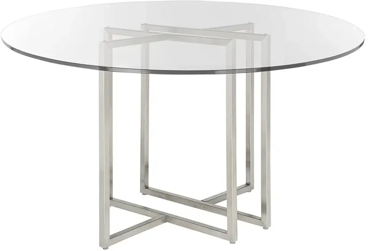 Legend 48" Wide Brushed Steel Round Dining Table