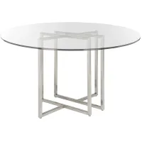 Legend 48" Wide Brushed Steel Round Dining Table