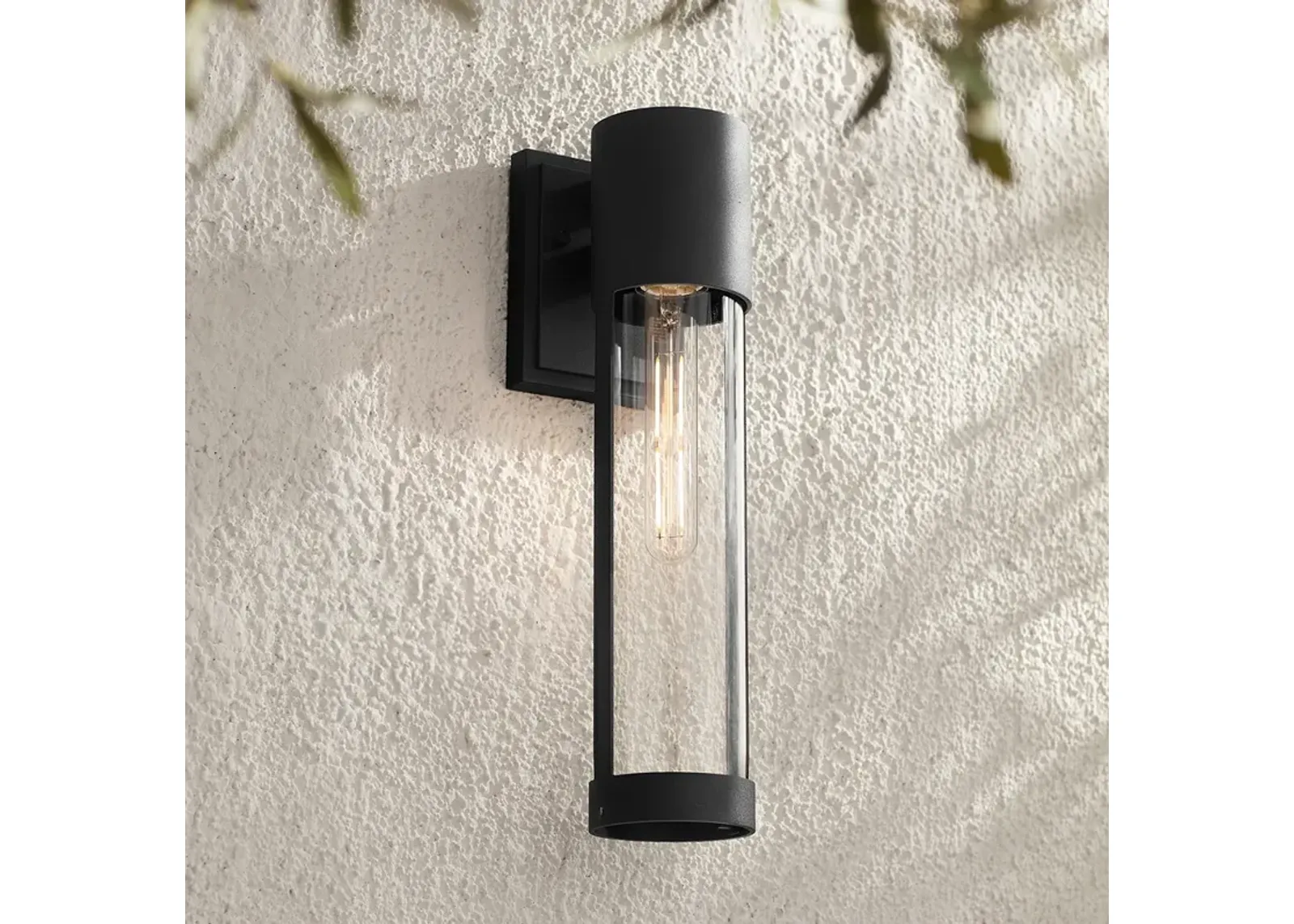 Possini Euro Sunset 15 1/2" High Sand Black Outdoor Wall Light