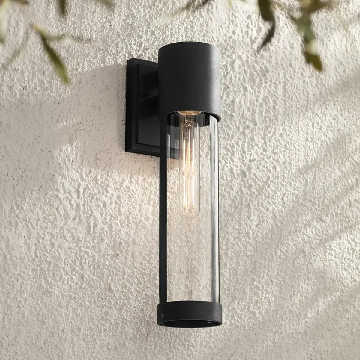 Possini Euro Sunset 15 1/2" High Sand Black Outdoor Wall Light