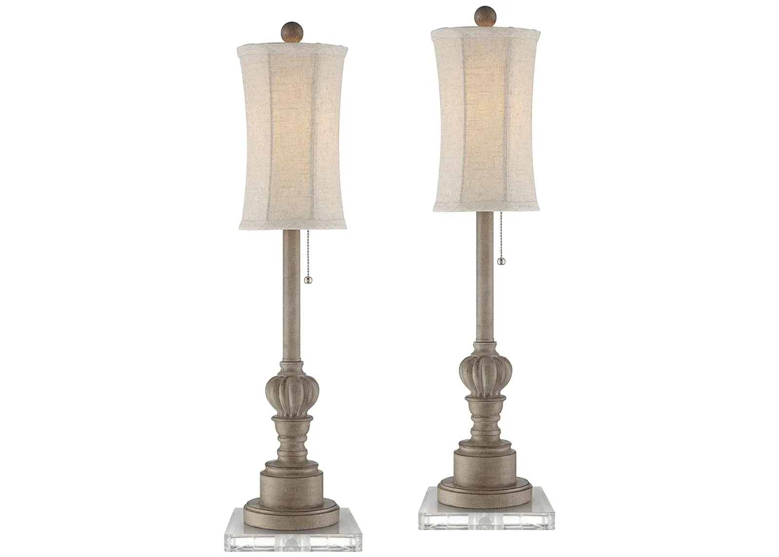 Bertie Wood Finish Traditional Buffet Lamps With 7" Square Risers