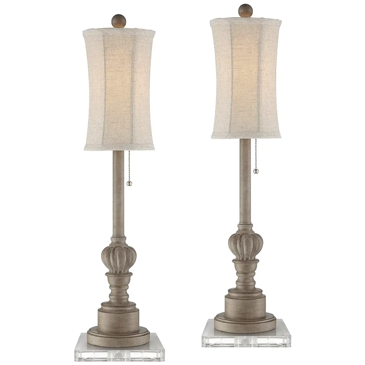 Bertie Wood Finish Traditional Buffet Lamps With 7" Square Risers