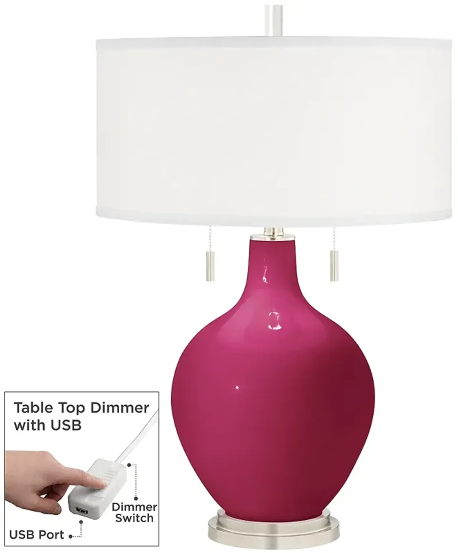 Color Plus Toby 28" High Vivacious Pink Table Lamp with USB Dimmer