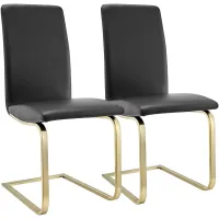 Cinzia Black Faux Leather Dining Chairs Set of 2