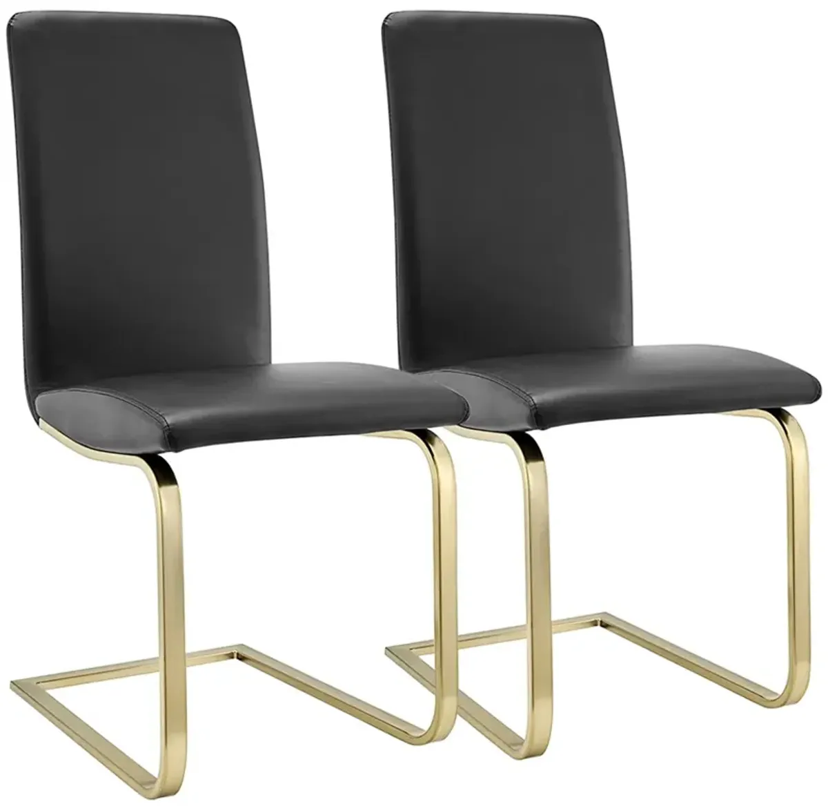 Cinzia Black Faux Leather Dining Chairs Set of 2