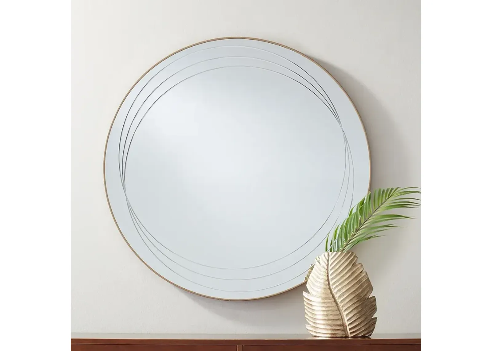 Possini Euro Aurelia 32" Modern Iron Gold Round Wall Mirror