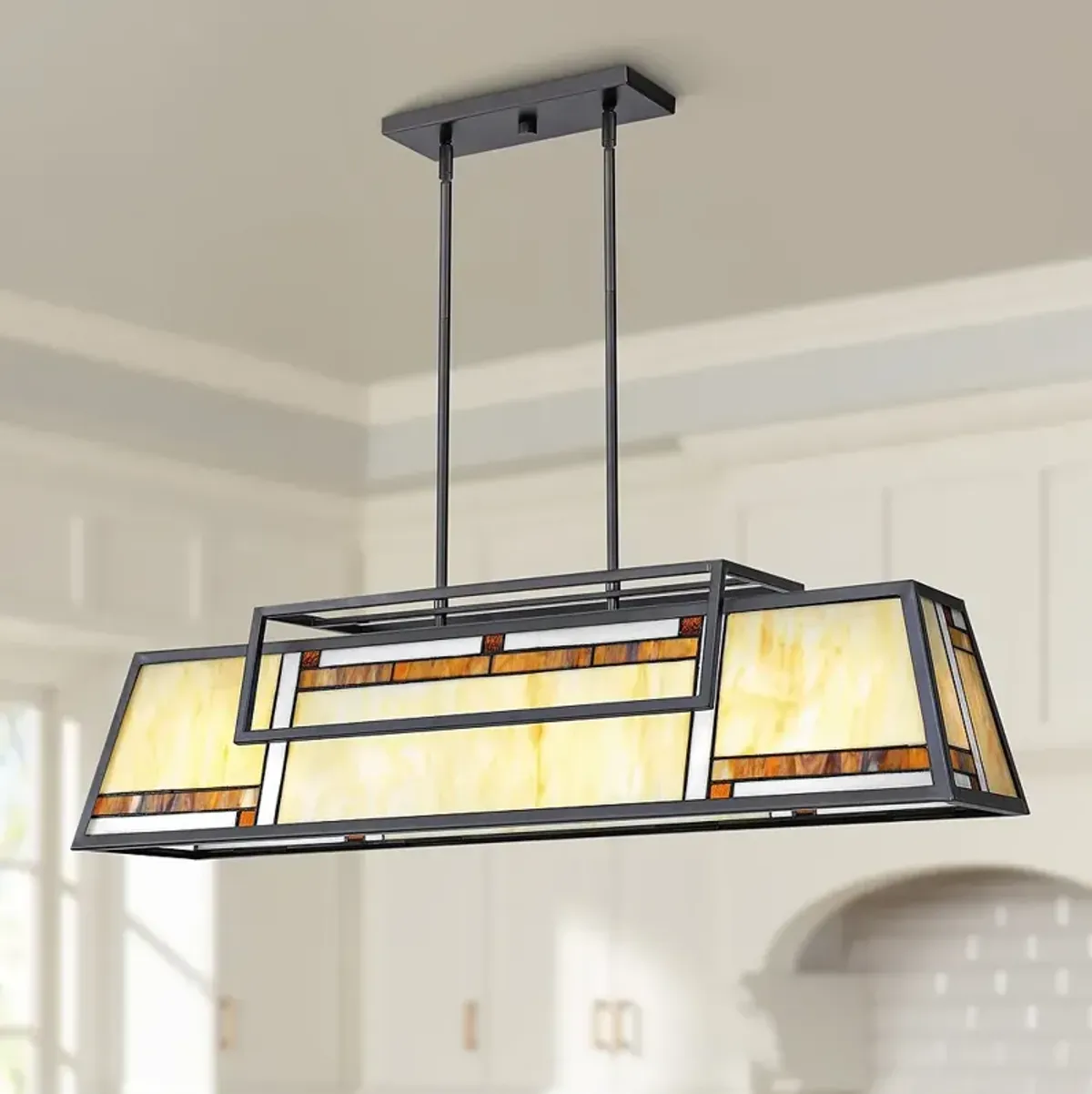 Quoizel Atwater 38 1/2" Wide Matte Black 4-Light Island Pendant