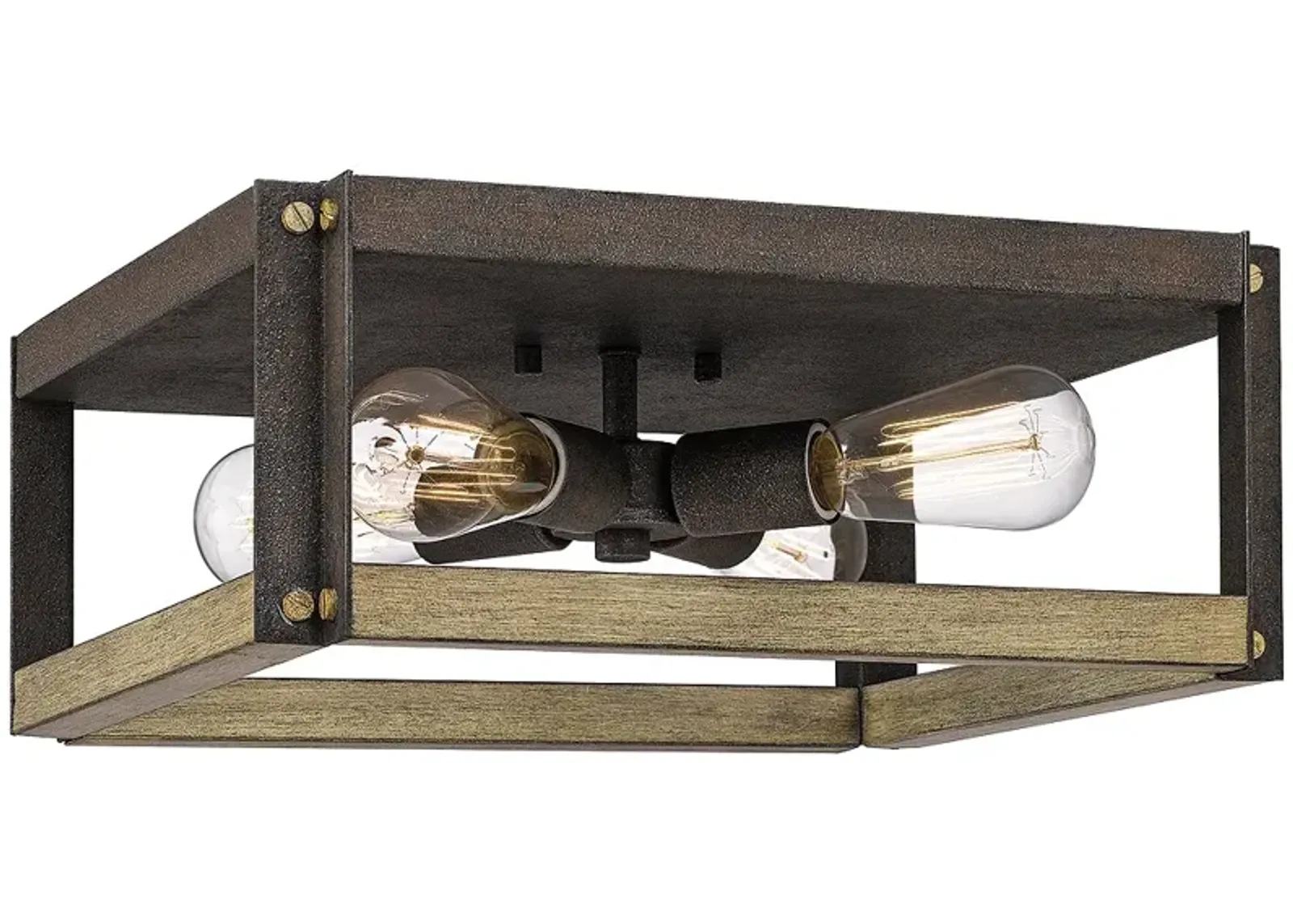 Quoizel Finn 14 1/2"W Black and Walnut 4-Light Ceiling Light