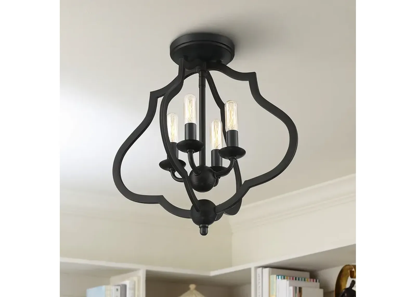 Quoizel O'Keefe 15" Wide Matte Black 4-Light Ceiling Light