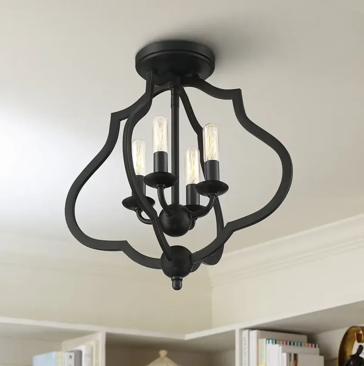 Quoizel O'Keefe 15" Wide Matte Black 4-Light Ceiling Light