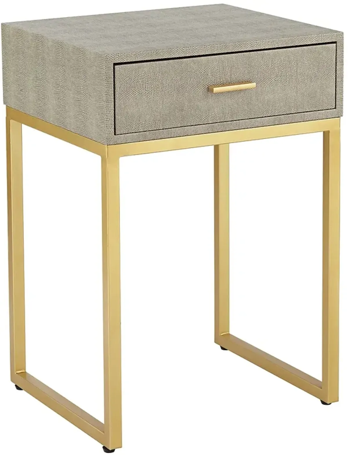 Govea 14" Wide Gray Faux Shagreen and Gold 1-Drawer Side Table