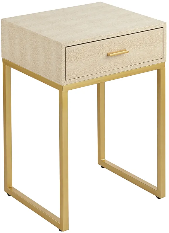 Les Revoires 16" Wide Cream and Gold 1-Drawer Accent Table