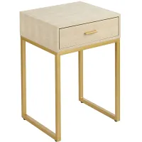 Les Revoires 16" Wide Cream and Gold 1-Drawer Accent Table