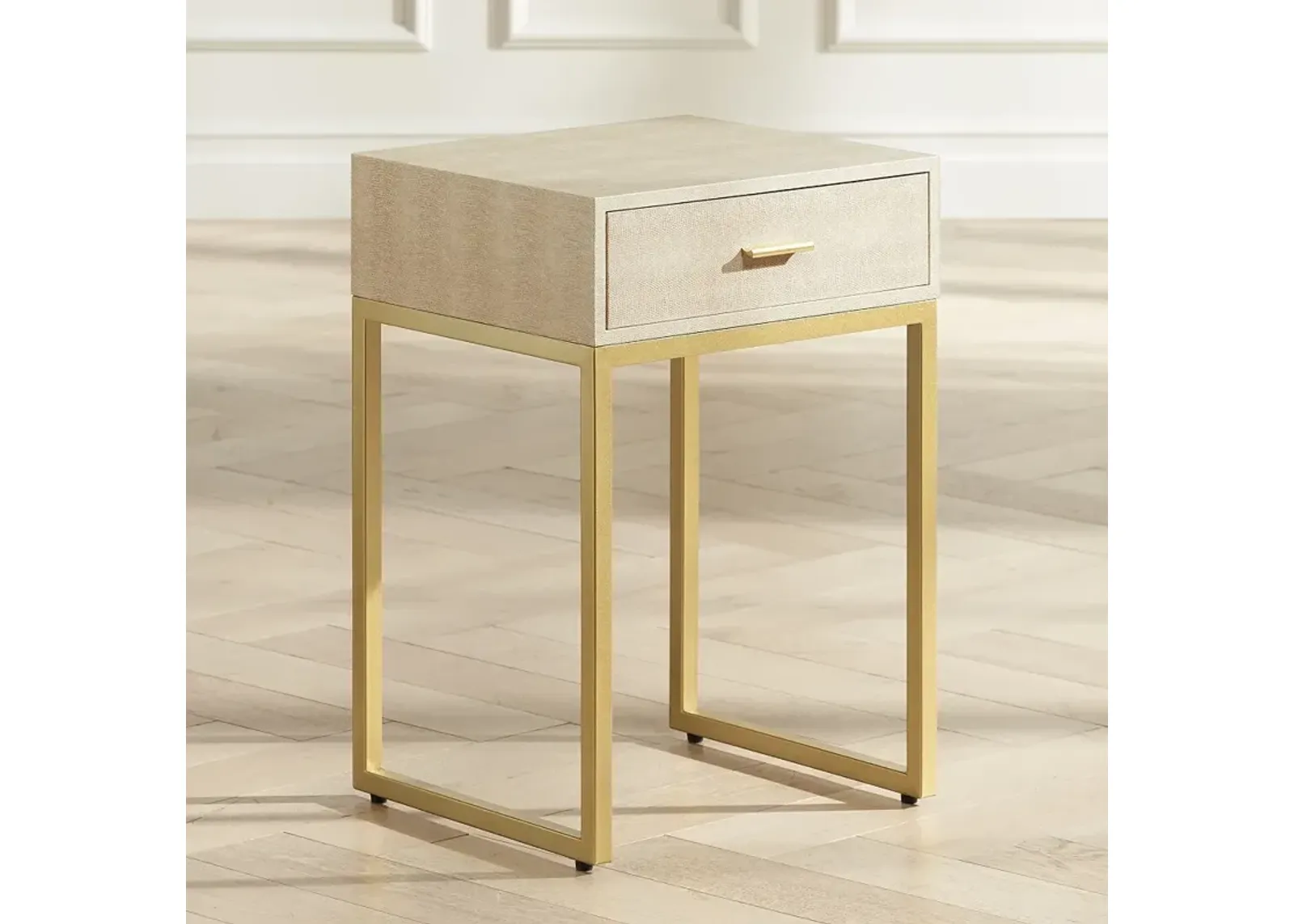 Les Revoires 16" Wide Cream and Gold 1-Drawer Accent Table