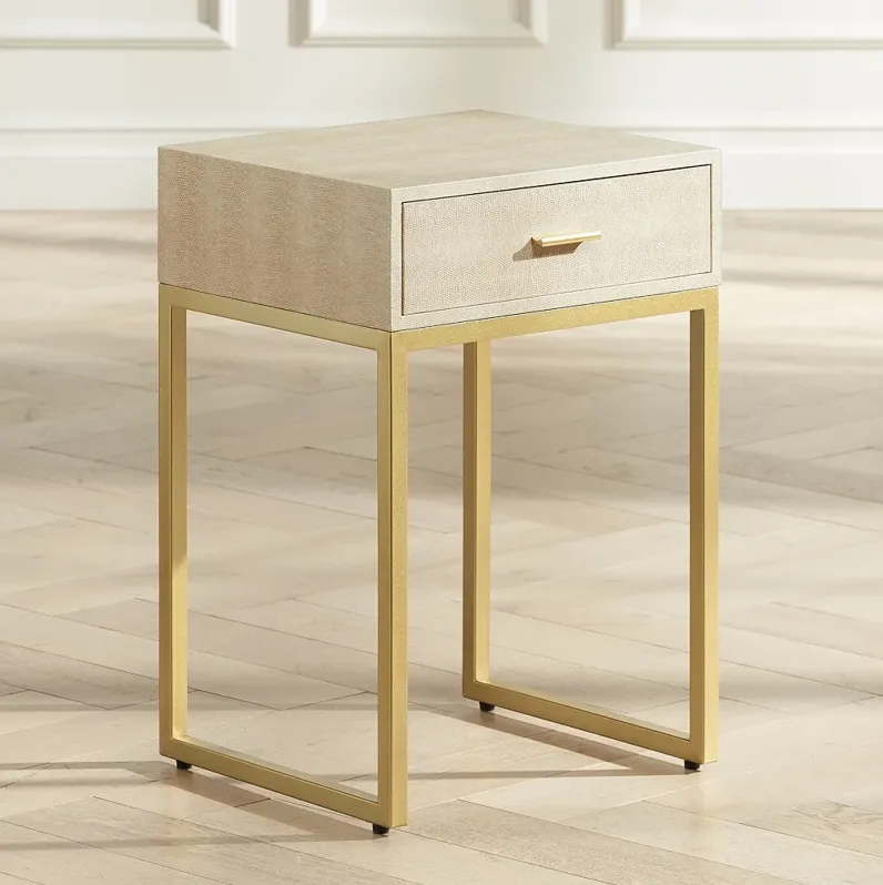 Les Revoires 16" Wide Cream and Gold 1-Drawer Accent Table