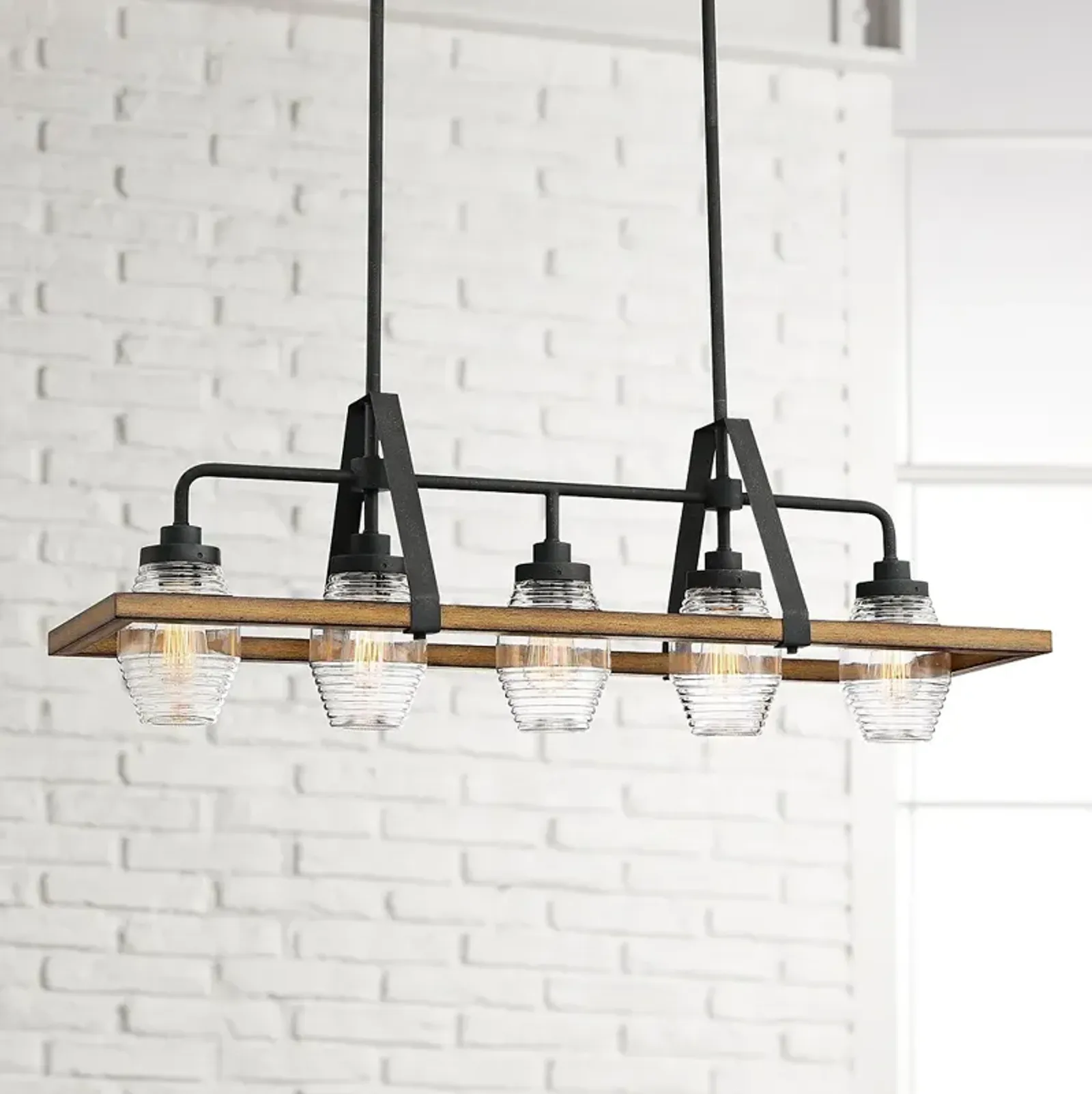 Quoizel Guilford 39 1/2" Wide Gray Ash 5-Light Island Pendant