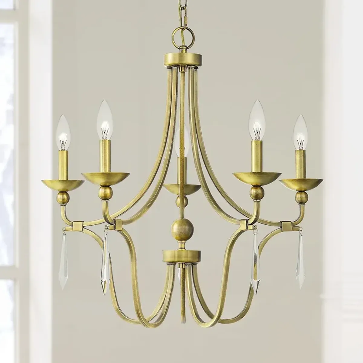 Quoizel Joules 25" Wide Aged Brass 5-Light Chandelier