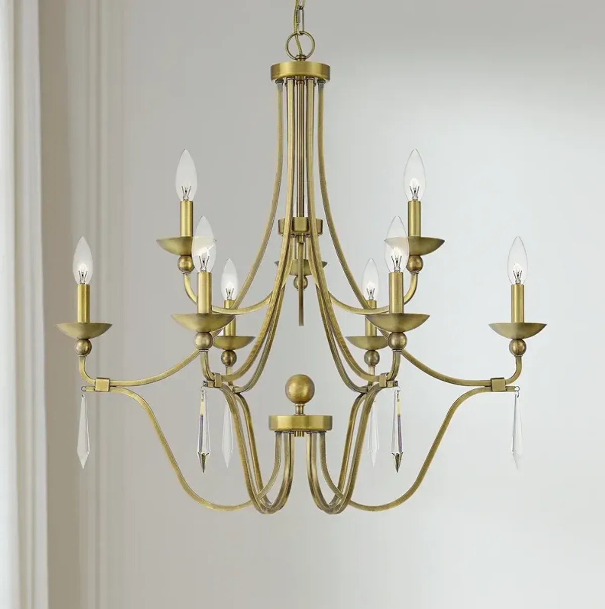 Quoizel Joules 32" Wide Aged Brass 9-Light Chandelier