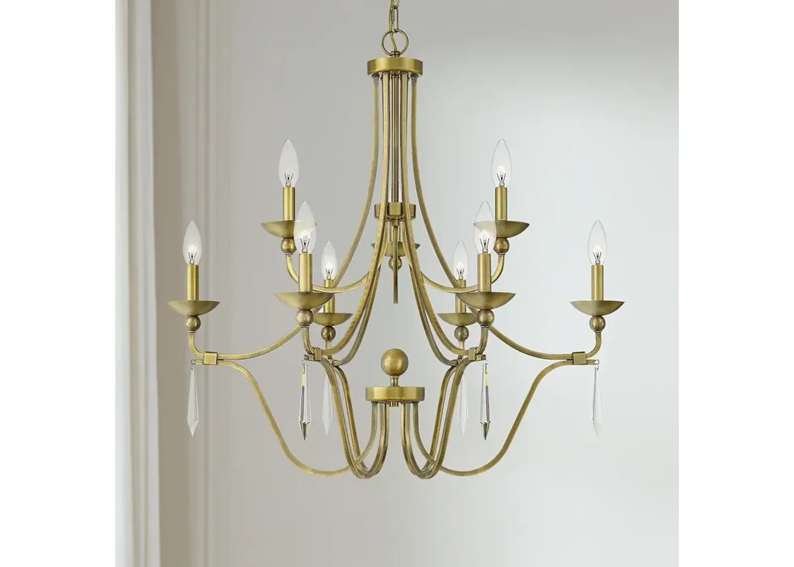 Quoizel Joules 32" Wide Aged Brass 9-Light Chandelier