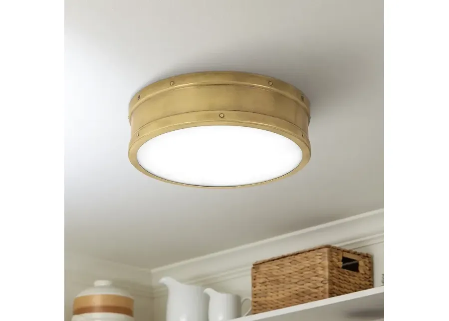 Quoizel Ahoy 12 3/4" Wide Nautical Weathered Brass LED Ceiling Light