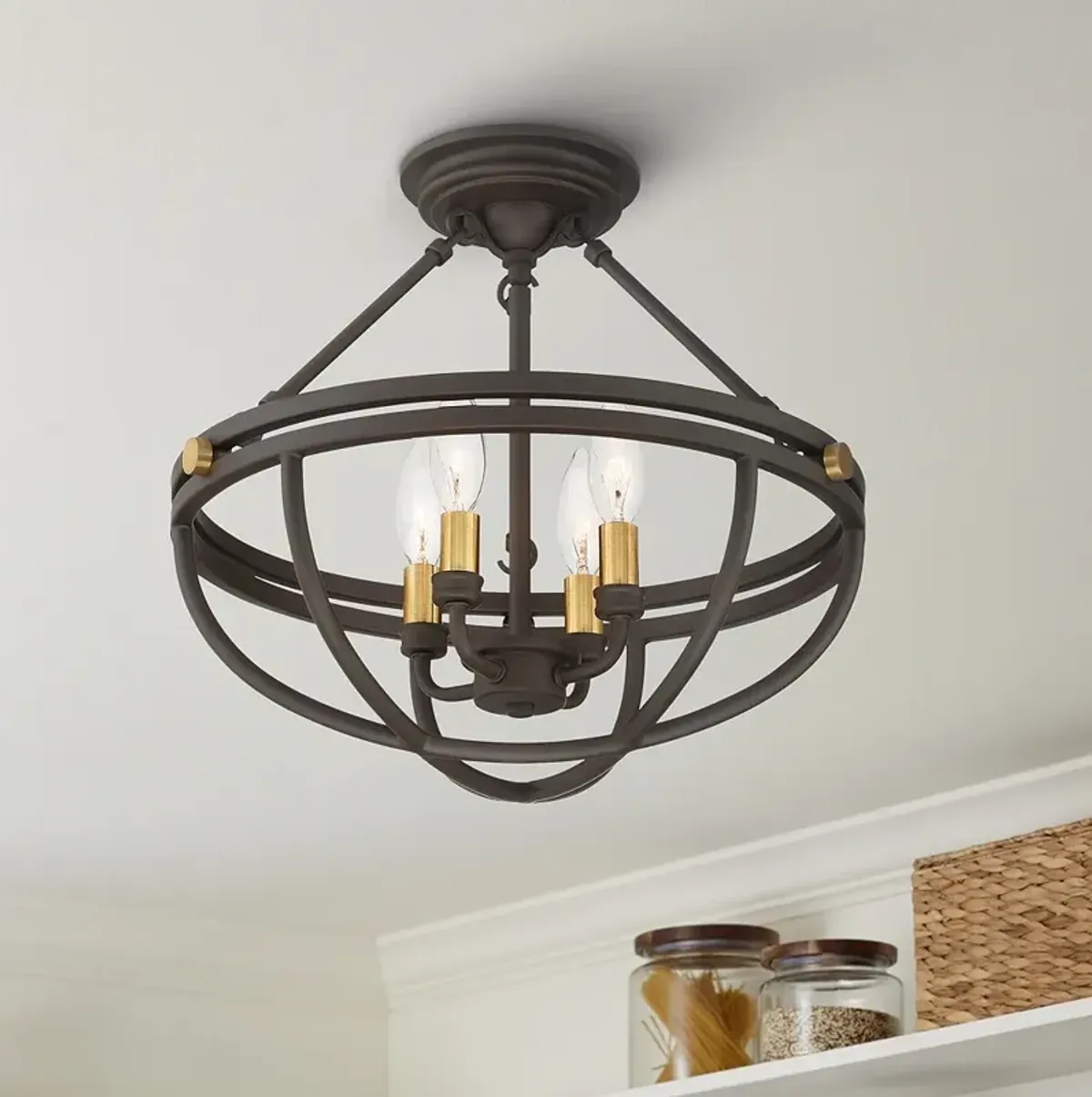 Quoizel Sergeant 15 3/4" Wide Western Bronze 4-Light Ceiling Light