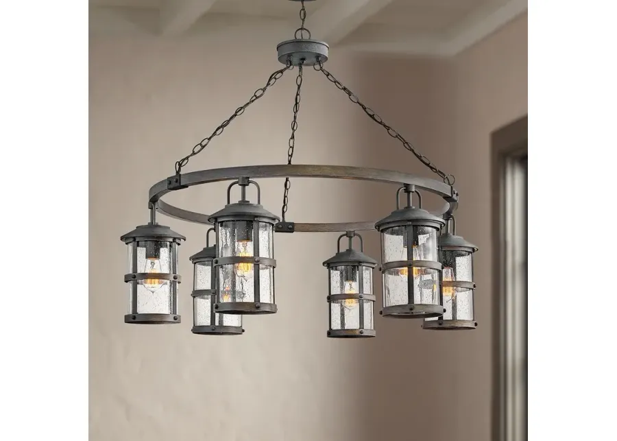 Hinkley Lakehouse 42" 6-Light Zinc Lantern Ring Outdoor Chandelier