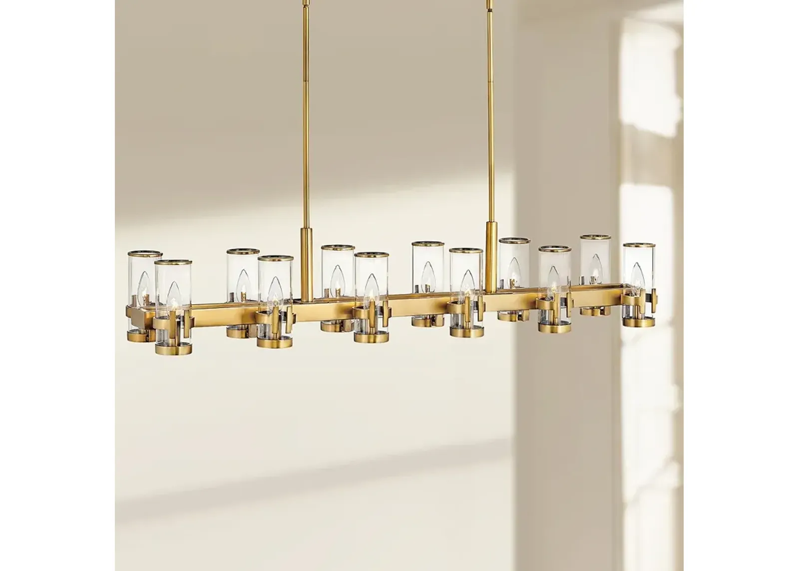 Hinkley Reeve 46" Heritage Brass 12-Light Linear Island Chandelier