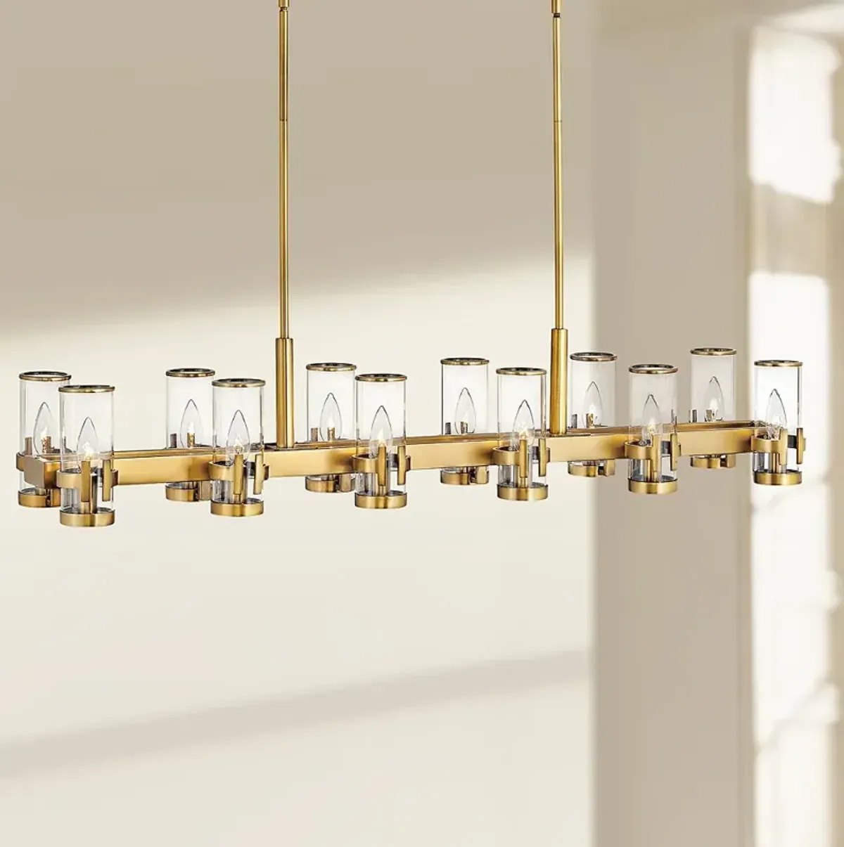 Hinkley Reeve 46" Heritage Brass 12-Light Linear Island Chandelier