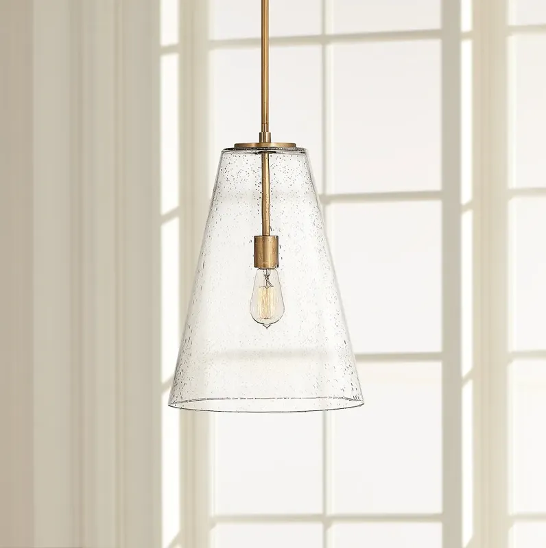 Hinkley Vance 13" Wide Heritage Brass and Glass Pendant Light