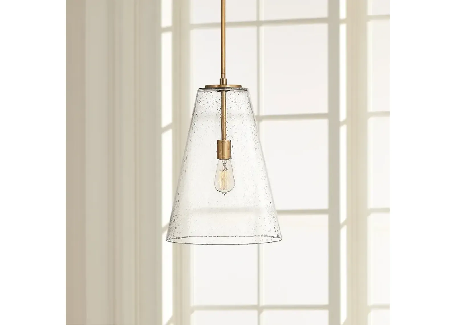 Hinkley Vance 13" Wide Heritage Brass and Glass Pendant Light