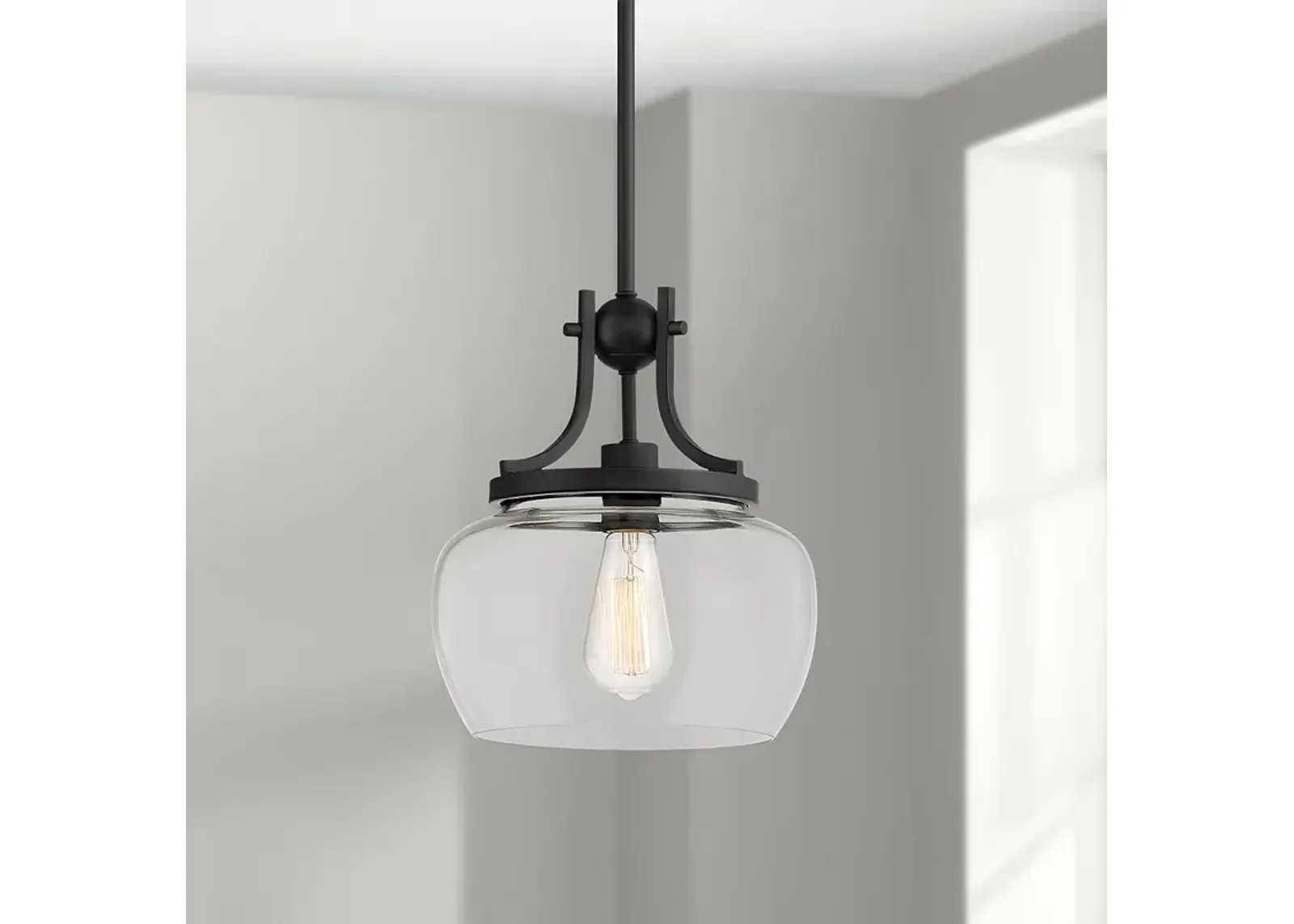 Regency Hill Kristov 10 1/2" Wide Black Clear Glass Mini Pendant Light