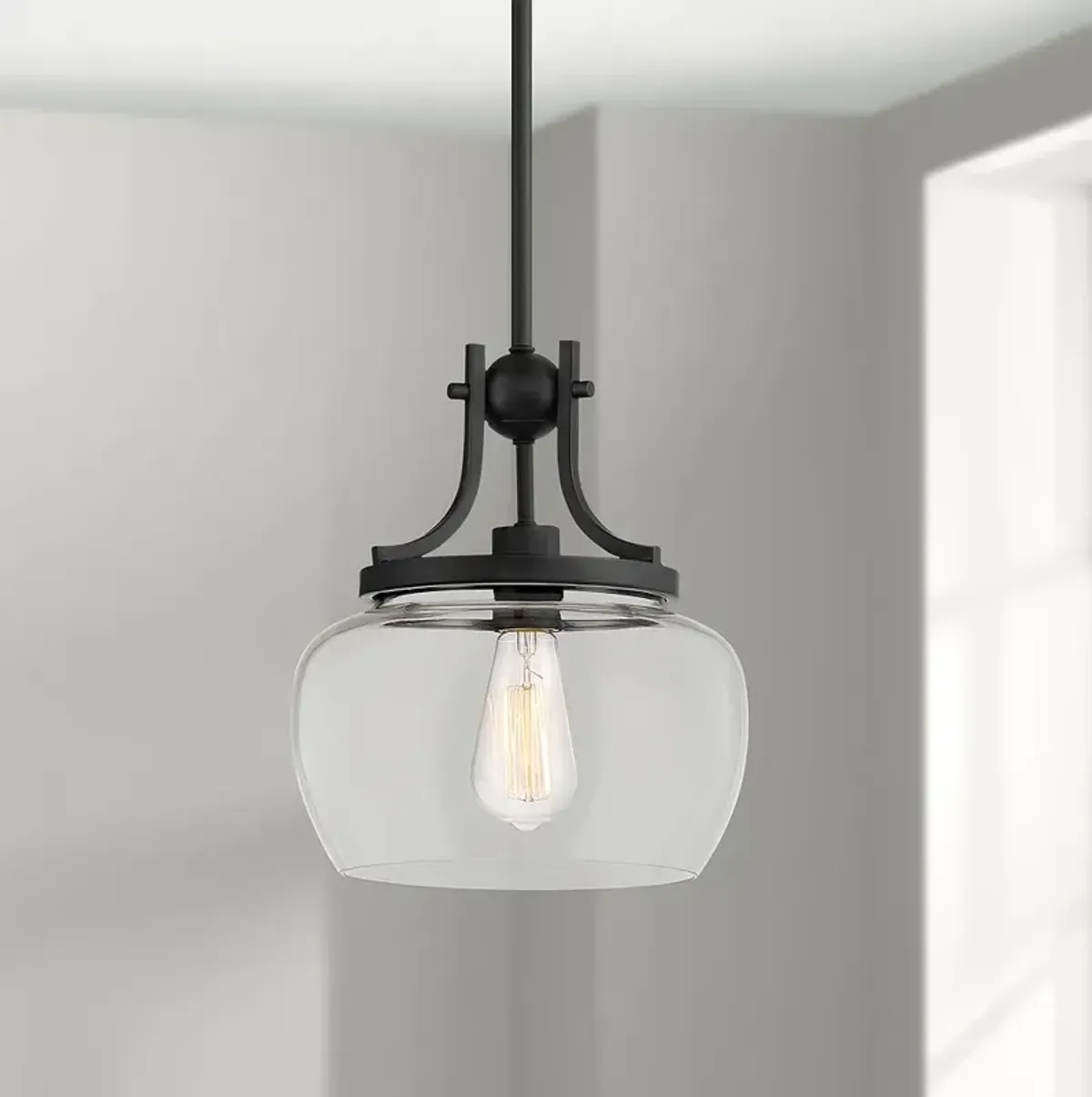 Regency Hill Kristov 10 1/2" Wide Black Clear Glass Mini Pendant Light