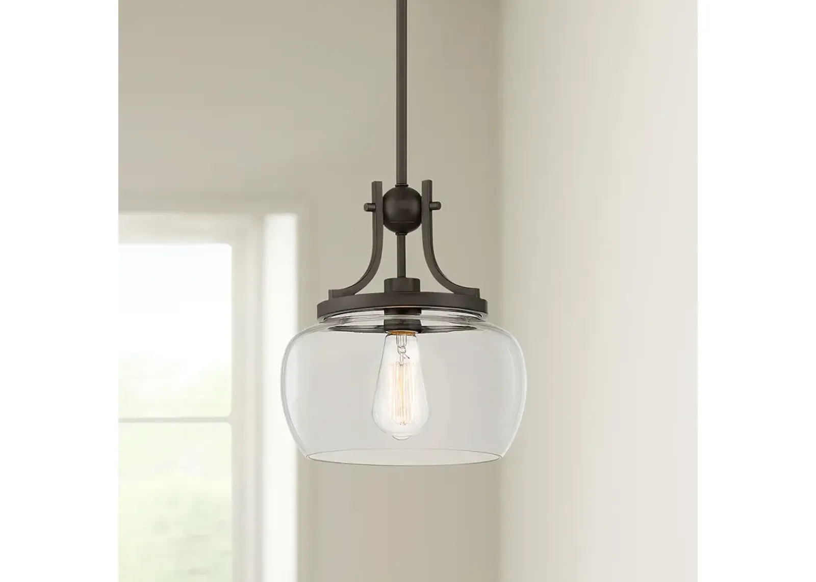 Regency Hill Kristov 10 1/2" Bronze and Clear Glass Mini Pendant Light