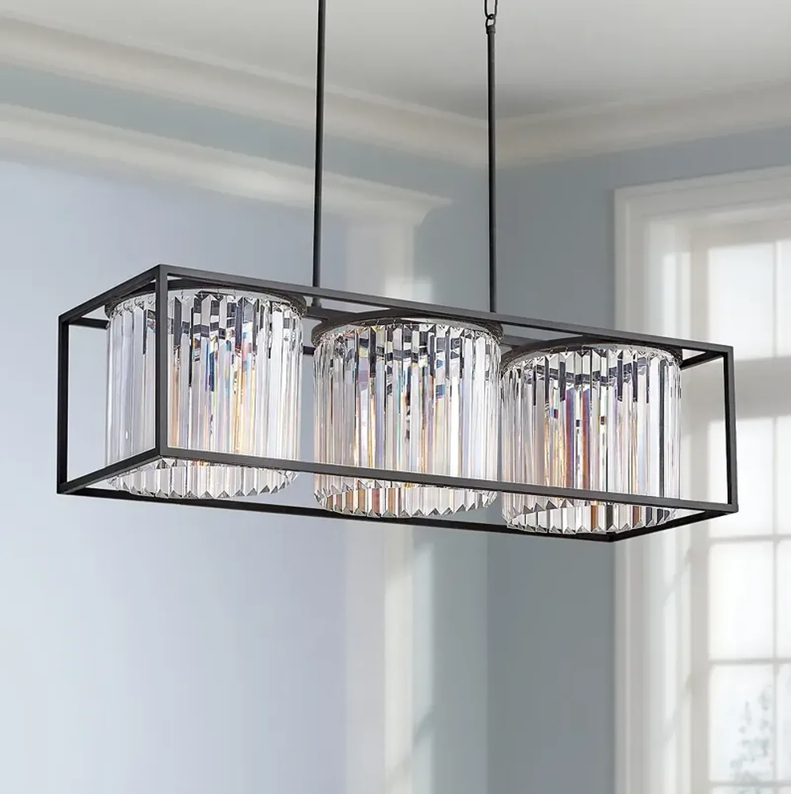 Hinkley Giada 38" Wide Black Crystal 3-Light Island Pendant