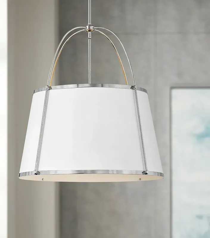 Clarke 24 1/2" Wide Polished Nickel and White Pendant Light