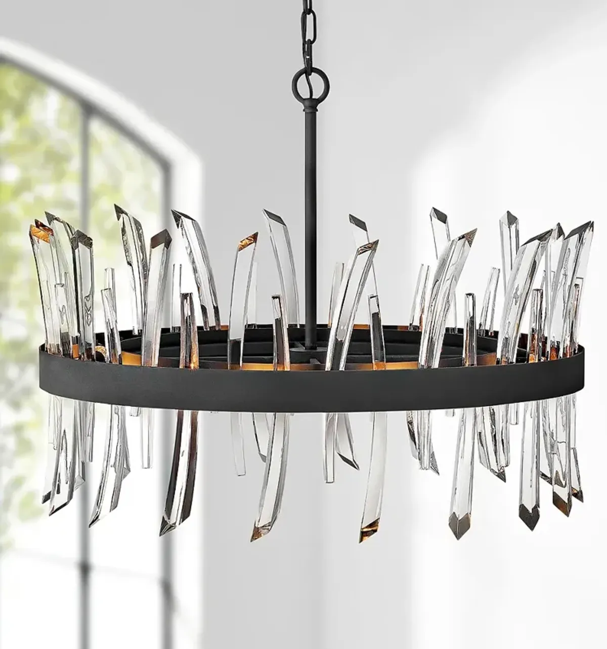 Hinkley Revel 28" Wide Black and Crystal Pendant Light