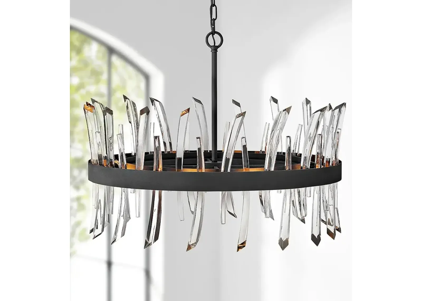 Hinkley Revel 28" Wide Black and Crystal Pendant Light