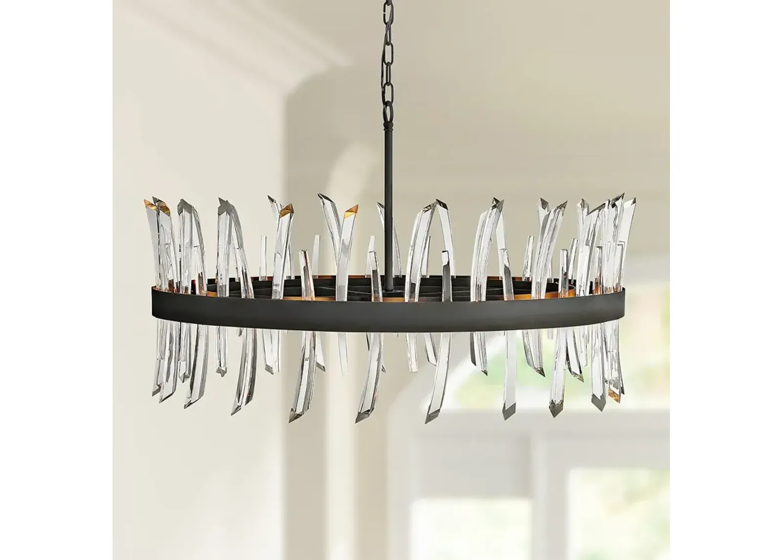 Hinkley Revel 36 1/4" Wide Black and Crystal Pendant Light