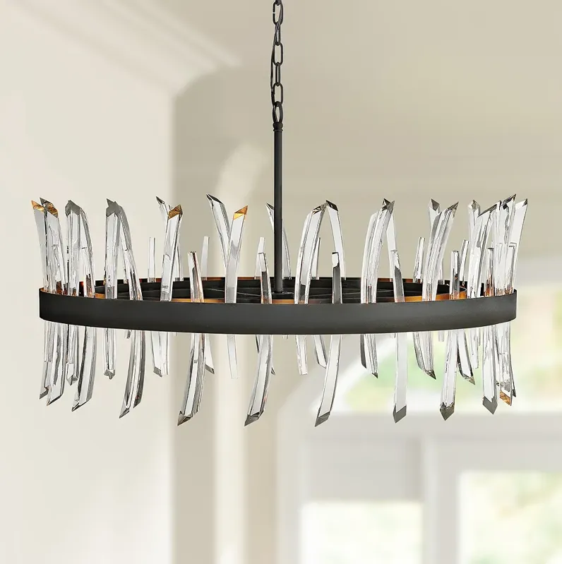 Hinkley Revel 36 1/4" Wide Black and Crystal Pendant Light