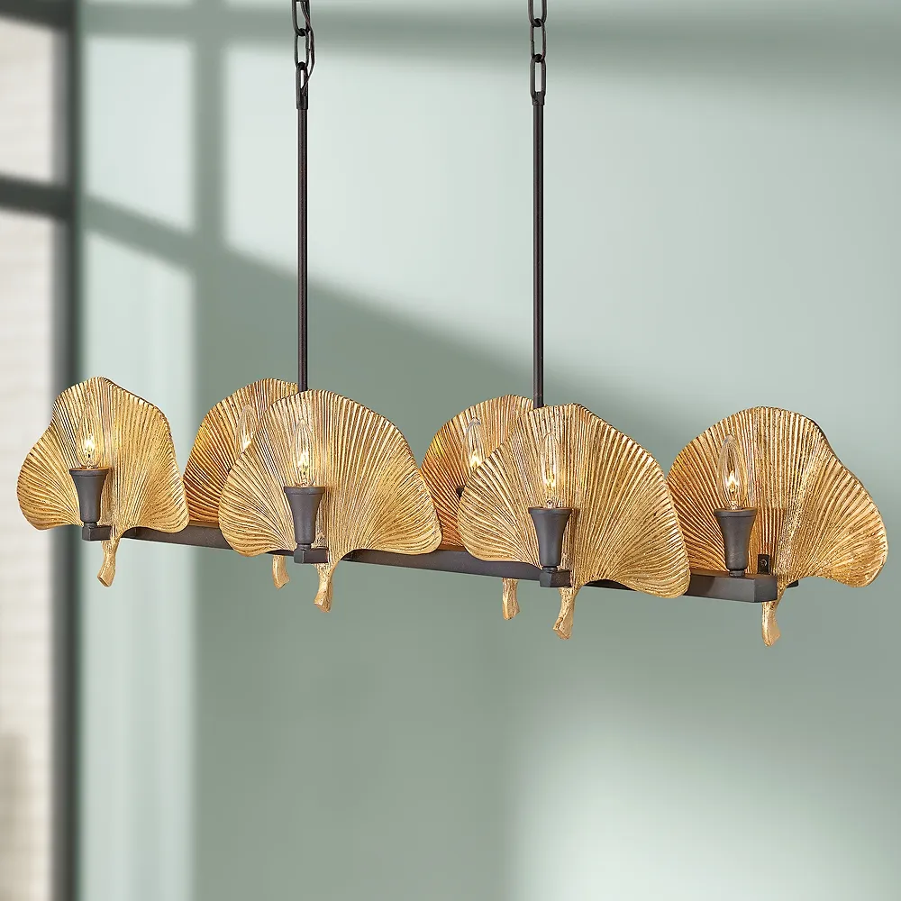 Hinkley Cera 48"W Bronze and Gold 12-Light Island Chandelier