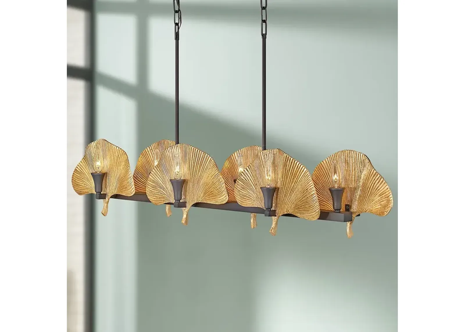 Hinkley Cera 48"W Bronze and Gold 12-Light Island Chandelier