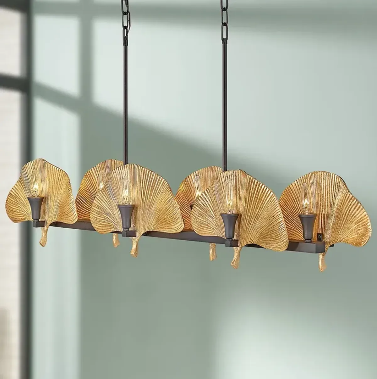 Hinkley Cera 48"W Bronze and Gold 12-Light Island Chandelier