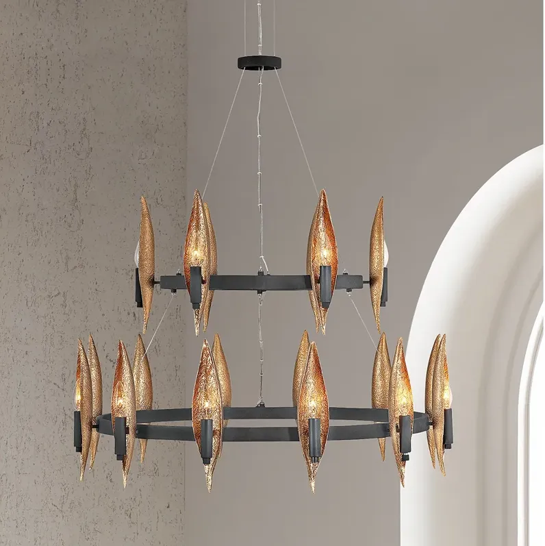 Hinkley Willow 36"W Carbon Black 18-Light Ring Chandelier