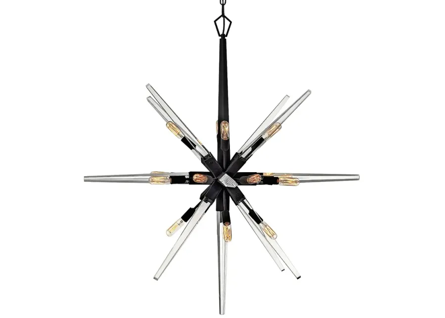 Hinkley Ariel 36"W Black 16-Light Starburst Pendant Light