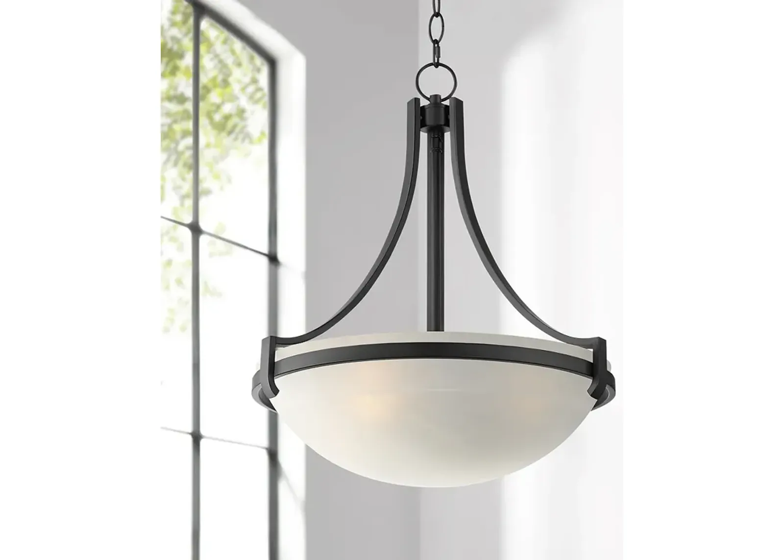 Regency Hill 20" Wide Black Marbleized Glass Bowl Pendant Light