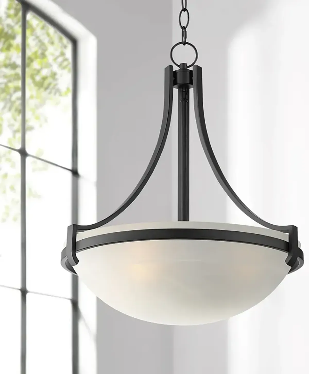 Regency Hill 20" Wide Black Marbleized Glass Bowl Pendant Light