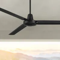 60" Casa Vieja Turbina DC Damp Matte Black Ceiling Fan with Remote