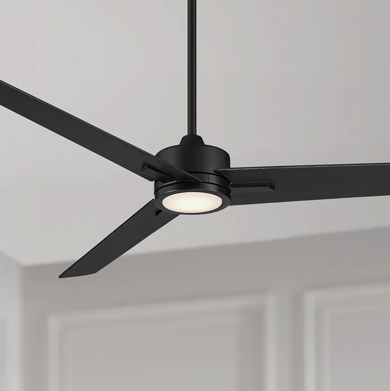 60" Monte Largo Matte Black Modern LED Ceiling Fan with Remote