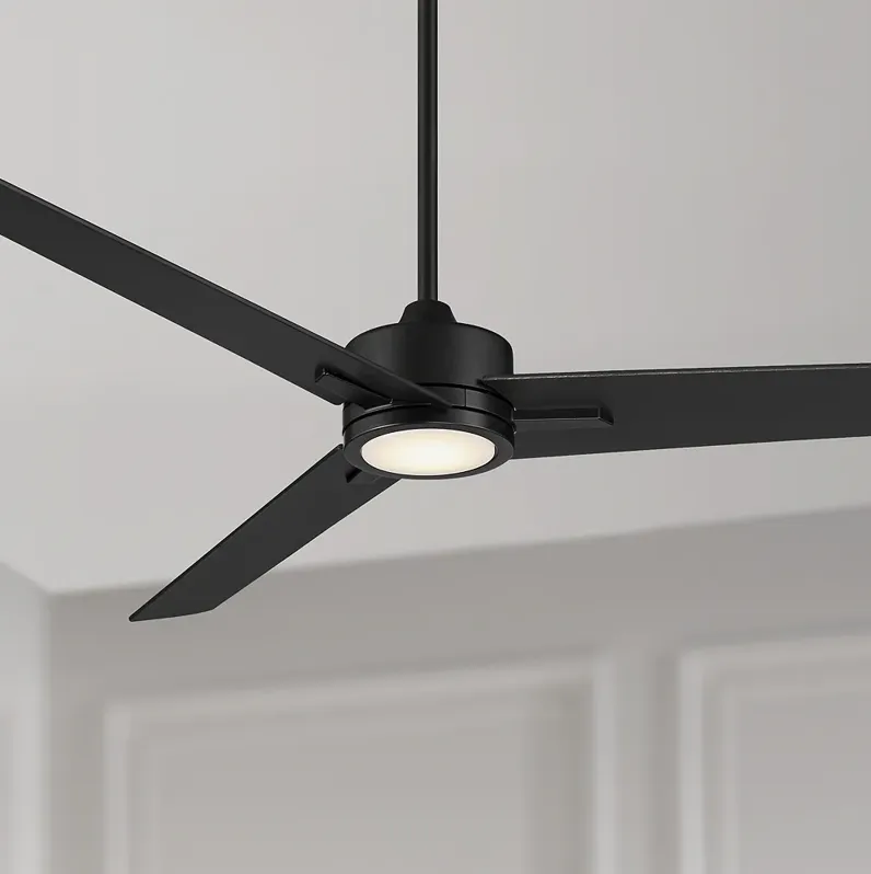 60" Monte Largo Matte Black Modern LED Ceiling Fan with Remote